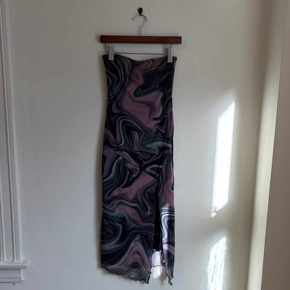 Caution To The Wind Strapless Graphic Dress